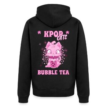 K-Pop Chaton au Bubble Tea Corée du Sud Séoul - Veste à capuche bio Premium Unisexe - noir - Dos - Nico (187cm)