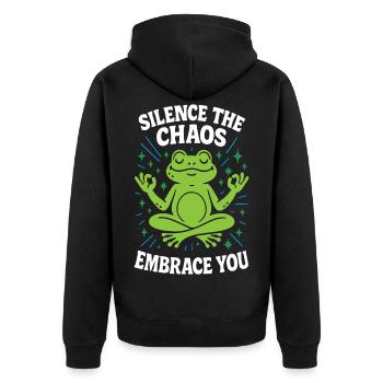 Faites taire le chaos qui vous entoure - Veste à capuche bio Premium Unisexe - noir - Dos - Nico (187cm)