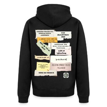 Deine tägliche Dosis Motivation...im Spiegel - Unisex Premium Bio Zip Hoodie - Schwarz - Hinten - Nico (187cm)