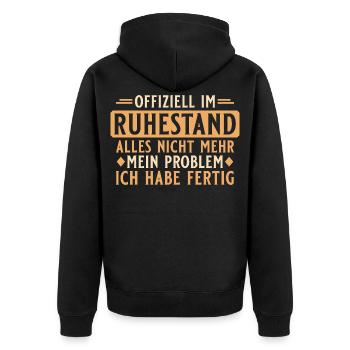 Ruhestand - Kollege im Rentenalter - Rentner - Unisex Premium Bio Zip Hoodie - Schwarz - Hinten - Nico (187cm)