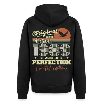 1989 October 1989 Birthday October 1989 - Unisex Premium Organic Zip Hoodie - black - Back - Nico (187cm)