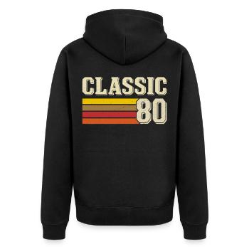 Rétro Classique 80 – Né en 1980 Anniversaire Vintage - Veste à capuche bio Premium Unisexe - noir - Dos - Nico (187cm)