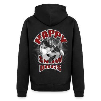 Hunde im Winter in 50er Jahre-Design - Unisex Premium Bio Zip Hoodie - Schwarz - Hinten - Nico (187cm)