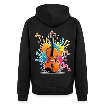 Vibrant violin art design - Unisex Premium Organic Zip Hoodie - black - Back - Nico (187cm)