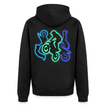 Dirt Biker Dirtbike Silhouetten Herren Motocross - Unisex Premium Bio Zip Hoodie - Schwarz - Hinten - Nico (187cm)