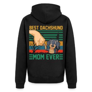 Beste Dackelmutter aller Zeiten - Unisex Premium Bio Zip Hoodie - Schwarz - Hinten - Nico (187cm)
