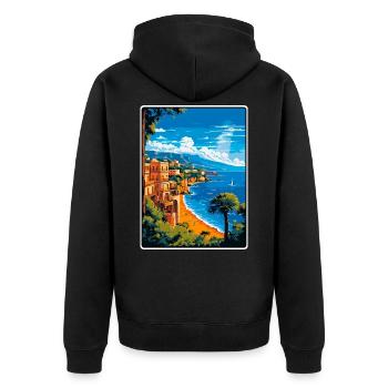 Sorrento, Italie, affiche de voyage vintage Cityscape WPA - Veste à capuche bio Premium Unisexe - noir - Dos - Nico (187cm)