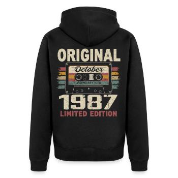 Born in October 1987 | Vintage Gift October 1987 - Unisex Premium Organic Zip Hoodie - black - Back - Nico (187cm)
