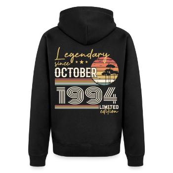 October 1994 Gift - Awesome Since October 1994 - Unisex Premium Organic Zip Hoodie - black - Back - Nico (187cm)