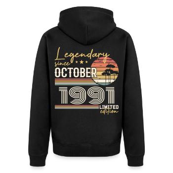 Cadeau Octobre 1991 - Génial Depuis Octobre 1991 - Veste à capuche bio Premium Unisexe - noir - Dos - Nico (187cm)