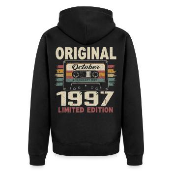 Born in October 1997 | Vintage Gift October 1997 - Unisex Premium Organic Zip Hoodie - black - Back - Nico (187cm)