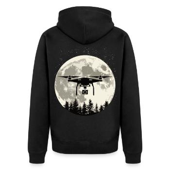 Drone Pleine Lune - Veste à capuche bio Premium Unisexe - noir - Dos - Nico (187cm)