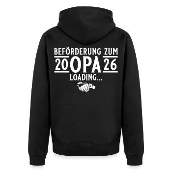 Opa 2026 loading - Werdender Großvater - Unisex Premium Bio Zip Hoodie - Schwarz - Hinten - Nico (187cm)