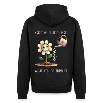 Selbstliebe wächst mit jeder Träne - Unisex Premium Bio Zip Hoodie - Schwarz - Hinten - Nico (187cm)