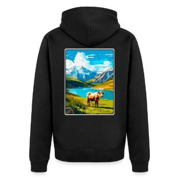 Picos de Europa Spain Travel Poster Cityscape WPA - Unisex Premium Organic Zip Hoodie - black - Back - Nico (187cm)