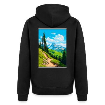 Piz Badile Schweiz Reiseplakat Cityscape WPA - Unisex Premium Bio Zip Hoodie - Schwarz - Hinten - Nico (187cm)
