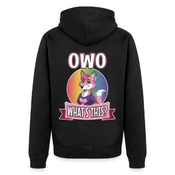 OwO What's This? - Unisex Premium Bio Zip Hoodie - Schwarz - Hinten - Nico (187cm)
