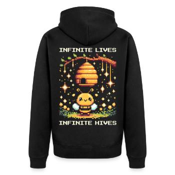 Endless lives – endless beehives | Beekeepers - Unisex Premium Organic Zip Hoodie - black - Back - Nico (187cm)