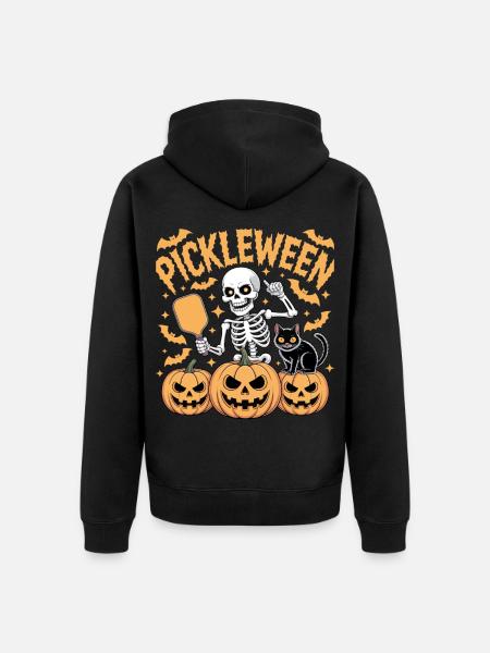 Pickleween Pickleball Player Pumpkin Halloween - Unisex Premium Organic Zip Hoodie - black