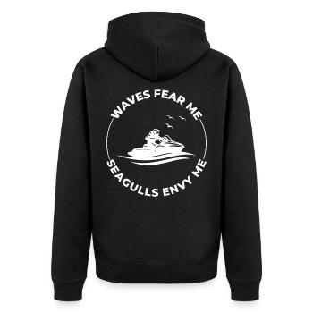 Waves Fear Me Seagulls Envy Me Jetski Rider  - Unisex Premium Organic Zip Hoodie - black - Back - Nico (187cm)
