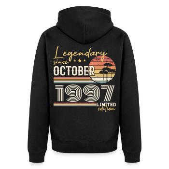 October 1997 Gift - Awesome Since October 1997 - Unisex Premium Organic Zip Hoodie - black - Back - Nico (187cm)