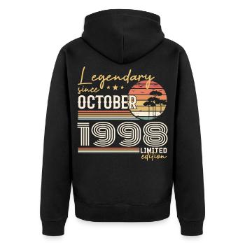October 1998 Gift - Awesome Since October 1998 - Unisex Premium Organic Zip Hoodie - black - Back - Nico (187cm)