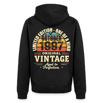 Retro October 1997 - birthday october 1997 - Unisex Premium Organic Zip Hoodie - black - Back - Nico (187cm)