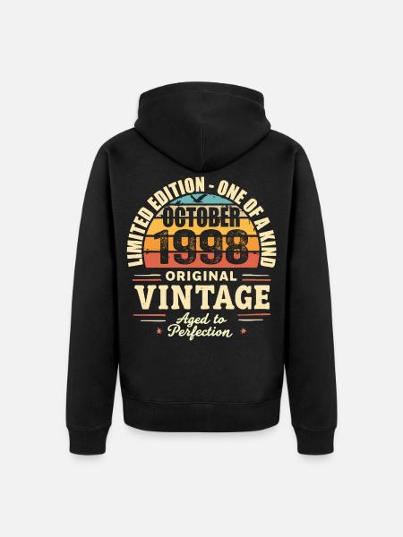Retro October 1998 - birthday october 1998 - Unisex Premium Organic Zip Hoodie - black