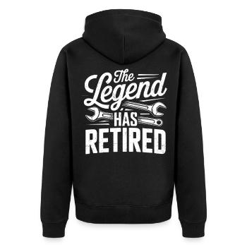 The Legend Has Finished Work Mechanic Retirement - Unisex Premium Organic Zip Hoodie - black - Back - Nico (187cm)
