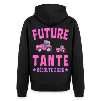Zukünftige Tante Harvest 2026 - Unisex Premium Bio Zip Hoodie - Schwarz - Hinten - Nico (187cm)