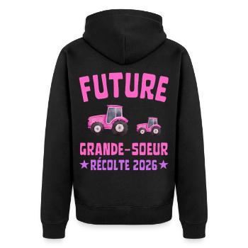 Future Grande Sœur Récolte 2026 - Veste à capuche bio Premium Unisexe - noir - Dos - Nico (187cm)