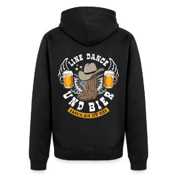 Danse en ligne et bière - c'est pourquoi je suis ici - cadeau - Veste à capuche bio Premium Unisexe - noir - Dos - Nico (187cm)
