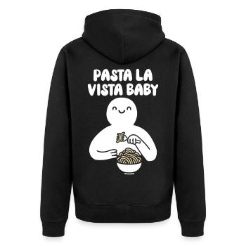 Pasta la vista baby - Unisex Premium Bio Zip Hoodie - Schwarz - Hinten - Nico (187cm)