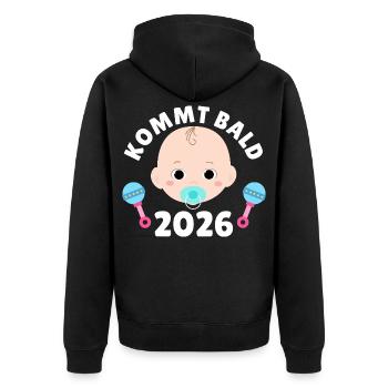 Future maman PROCHAINEMENT 2026 Drôle - Veste à capuche bio Premium Unisexe - noir - Dos - Nico (187cm)