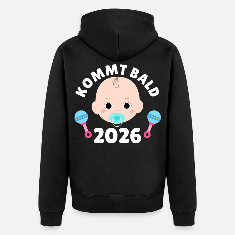 Future maman PROCHAINEMENT 2026 Drôle - Veste à capuche bio Premium Unisexe - noir