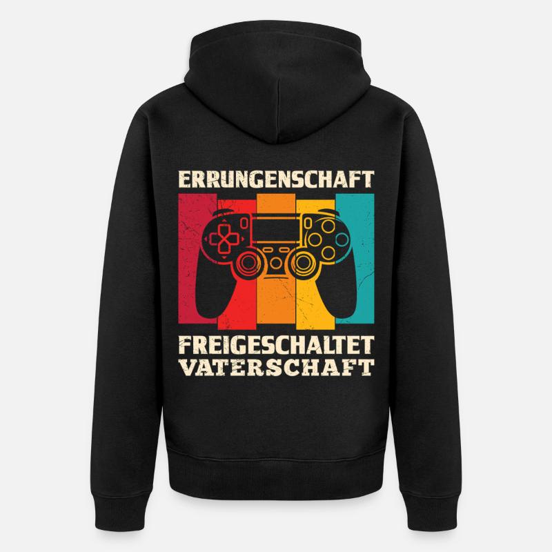 Werdender Vater ERRUNGENSCHAFT FREIGESCHALTET - Unisex Premium Bio Zip Hoodie - Schwarz
