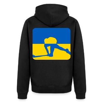 Ukraine Peace Hockey Design - Unisex Premium Organic Zip Hoodie - black - Back - Nico (187cm)