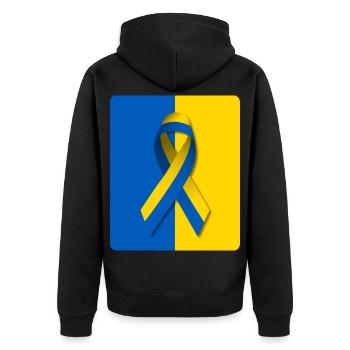 Ukraine Peace Loop Flag - Unisex Premium Organic Zip Hoodie - black - Back - Nico (187cm)