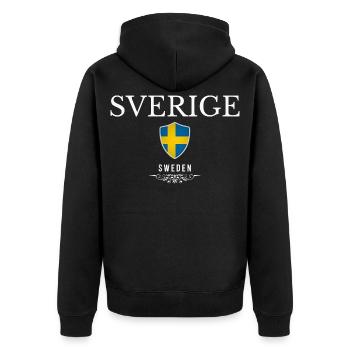 Swedish patriot, minimalist sleek design - Unisex Premium Organic Zip Hoodie - black - Back - Nico (187cm)