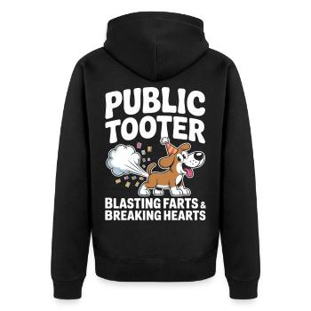  Öffentlicher Furzer Lustiger Unangemessener - Unisex Premium Bio Zip Hoodie - Schwarz - Hinten - Nico (187cm)