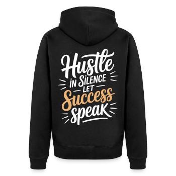 Hustle In Silence Let Success Speak Motivation - Unisex Premium Organic Zip Hoodie - black - Back - Nico (187cm)