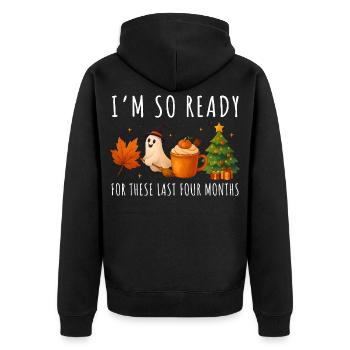 Autumnal Halloween and Christmas greetings - Unisex Premium Organic Zip Hoodie - black - Back - Nico (187cm)