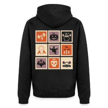 Icônes d’Halloween effrayantes sur Retro Design - Veste à capuche bio Premium Unisexe - noir - Dos - Nico (187cm)