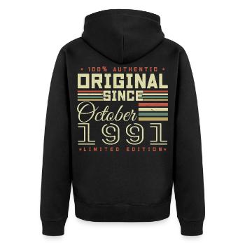 Legendary Since October 1991 | October 1991 - Unisex Premium Organic Zip Hoodie - black - Back - Nico (187cm)