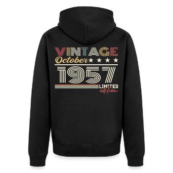 October 1957 Retro Anniversary 1957 October 1957 - Unisex Premium Organic Zip Hoodie - black - Back - Nico (187cm)