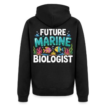 Future Marine Biologist with Fish - Unisex Premium Organic Zip Hoodie - black - Back - Nico (187cm)