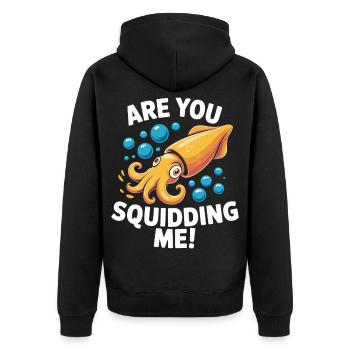 Verspieltes Meeresdesign mit Oktopus - Unisex Premium Bio Zip Hoodie - Schwarz - Hinten - Nico (187cm)