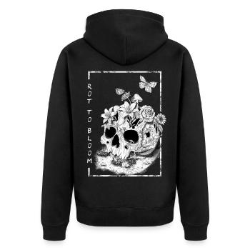 conception de style de tatouage de crâne floral, rouge à fleurir - Veste à capuche bio Premium Unisexe - noir - Dos - Nico (187cm)