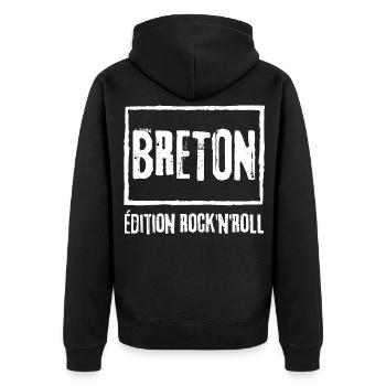 Bretonische Edition Rock - Unisex Premium Bio Zip Hoodie - Schwarz - Hinten - Nico (187cm)