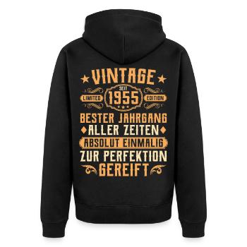 Millésime 1955 Année de naissance - 70e anniversaire - Veste à capuche bio Premium Unisexe - noir - Dos - Nico (187cm)
